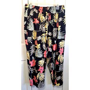 Vintage Sun Bay Cotton Plus 1X Multicolor Pull-On Cropped Pants 22" Inseam